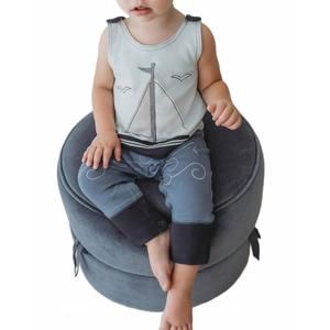 NEW L'OVEDBABY organic applique harem romper in sailboat